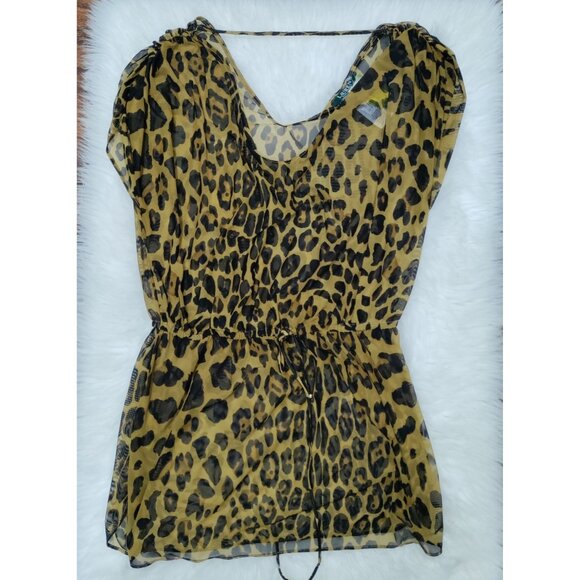 Laurel Ralph Lauren Whimsy Glam Leopard Print Swimsuit Cover Up Women's Medium - Picture 3 of 11